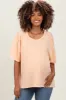 Peach Solid Tri-Blend Short Sleeve Maternity Tunic Top sold by Pinkblush