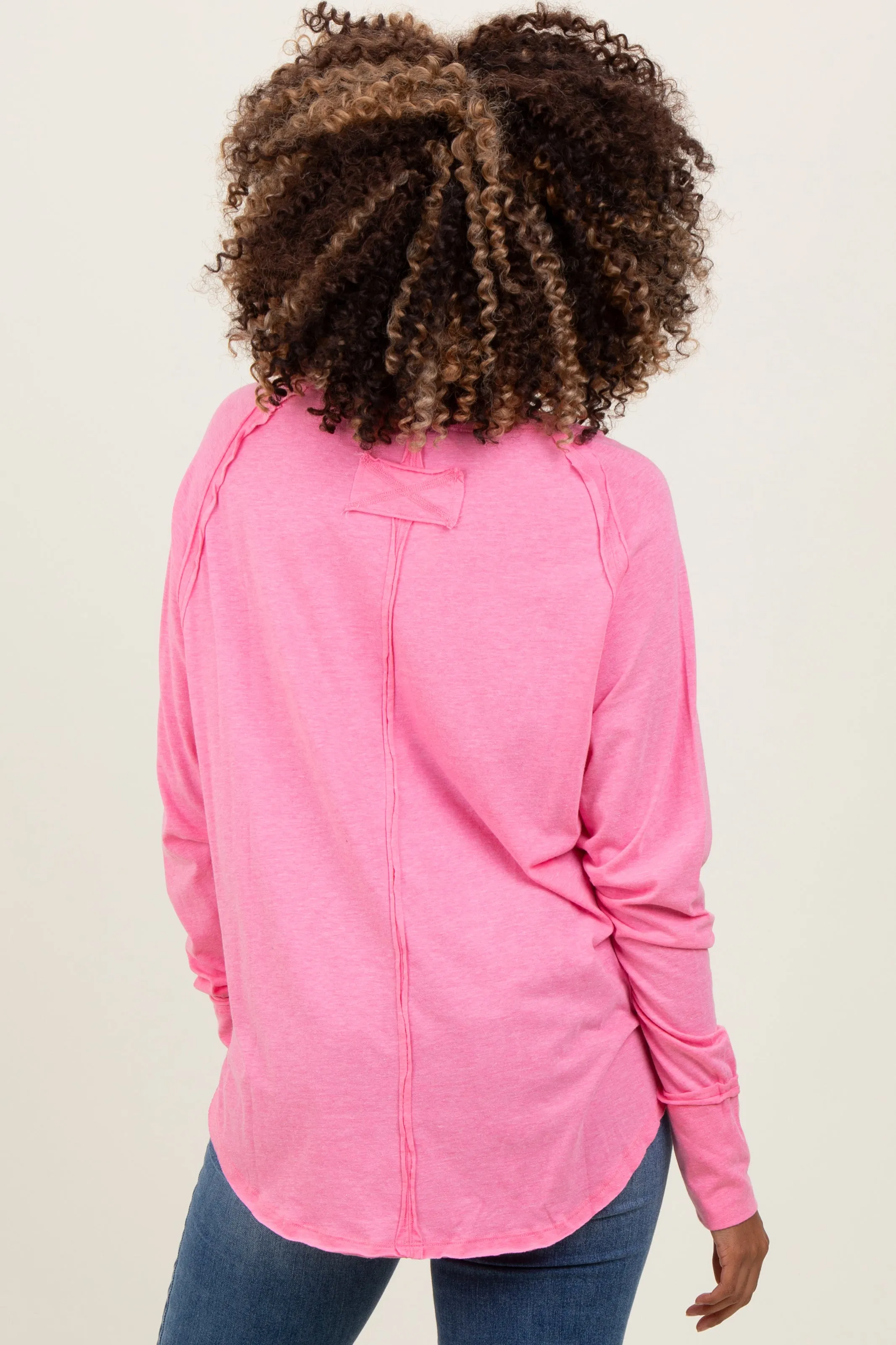 Fuchsia Heather Exposed Seam Long Sleeve Maternity Top sold by Pinkblush product image thumbnail 4