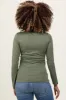 Olive Brushed Knit V-Neck Long Sleeve Maternity Top sold by Pinkblush