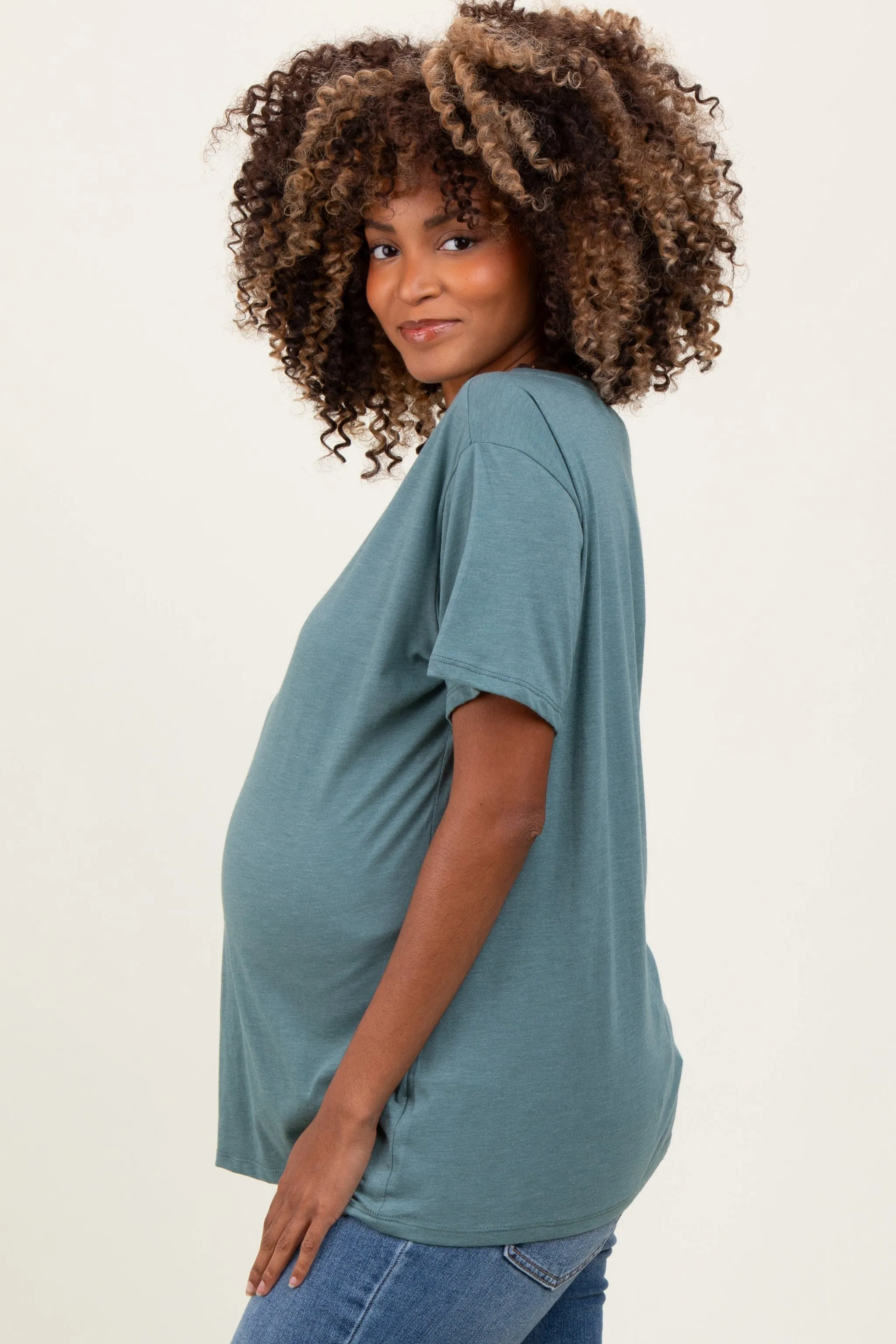 Light Olive Basic Maternity Tee sold by Pinkblush product image thumbnail 2