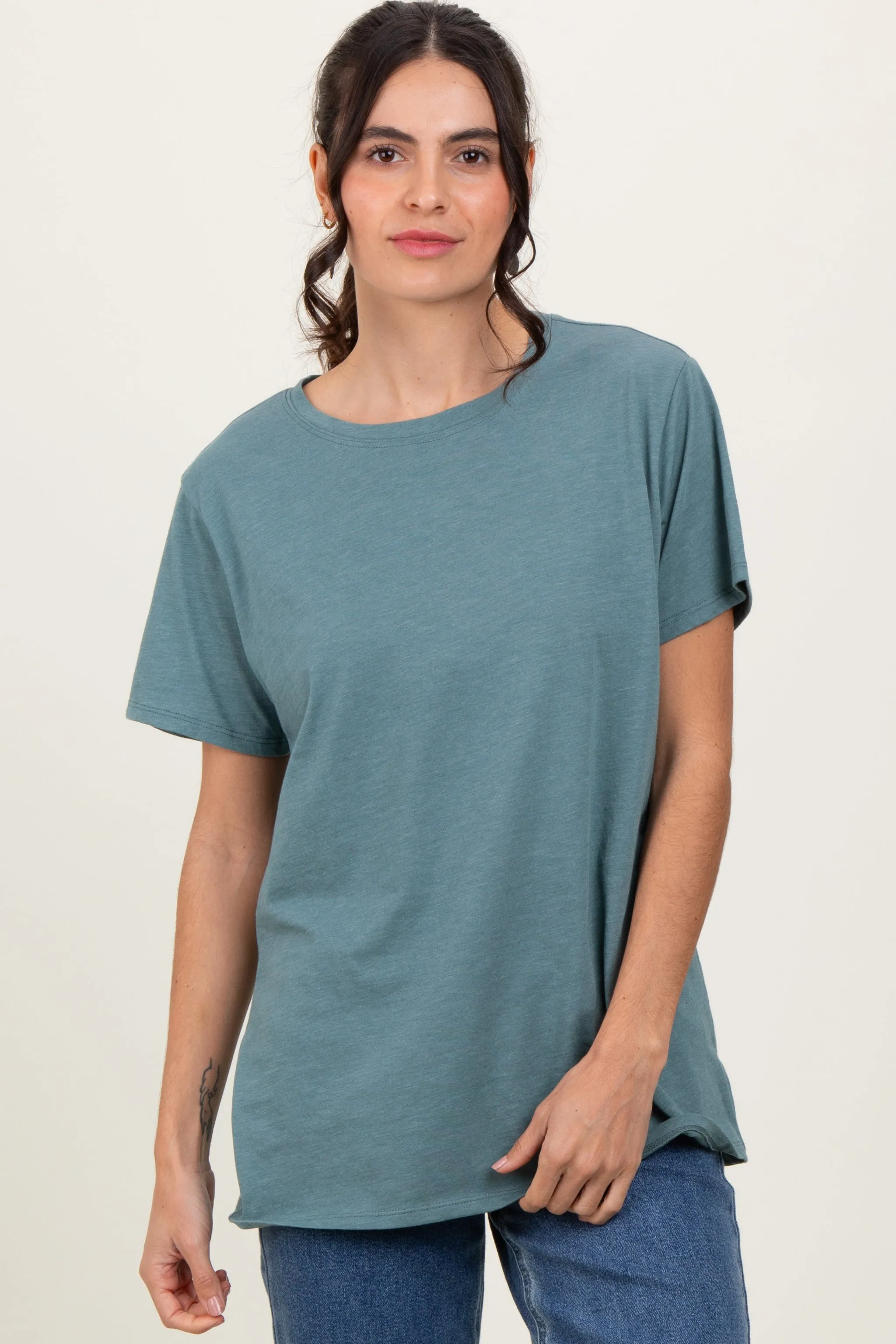Light Olive Basic Maternity Tee sold by Pinkblush product image thumbnail 4