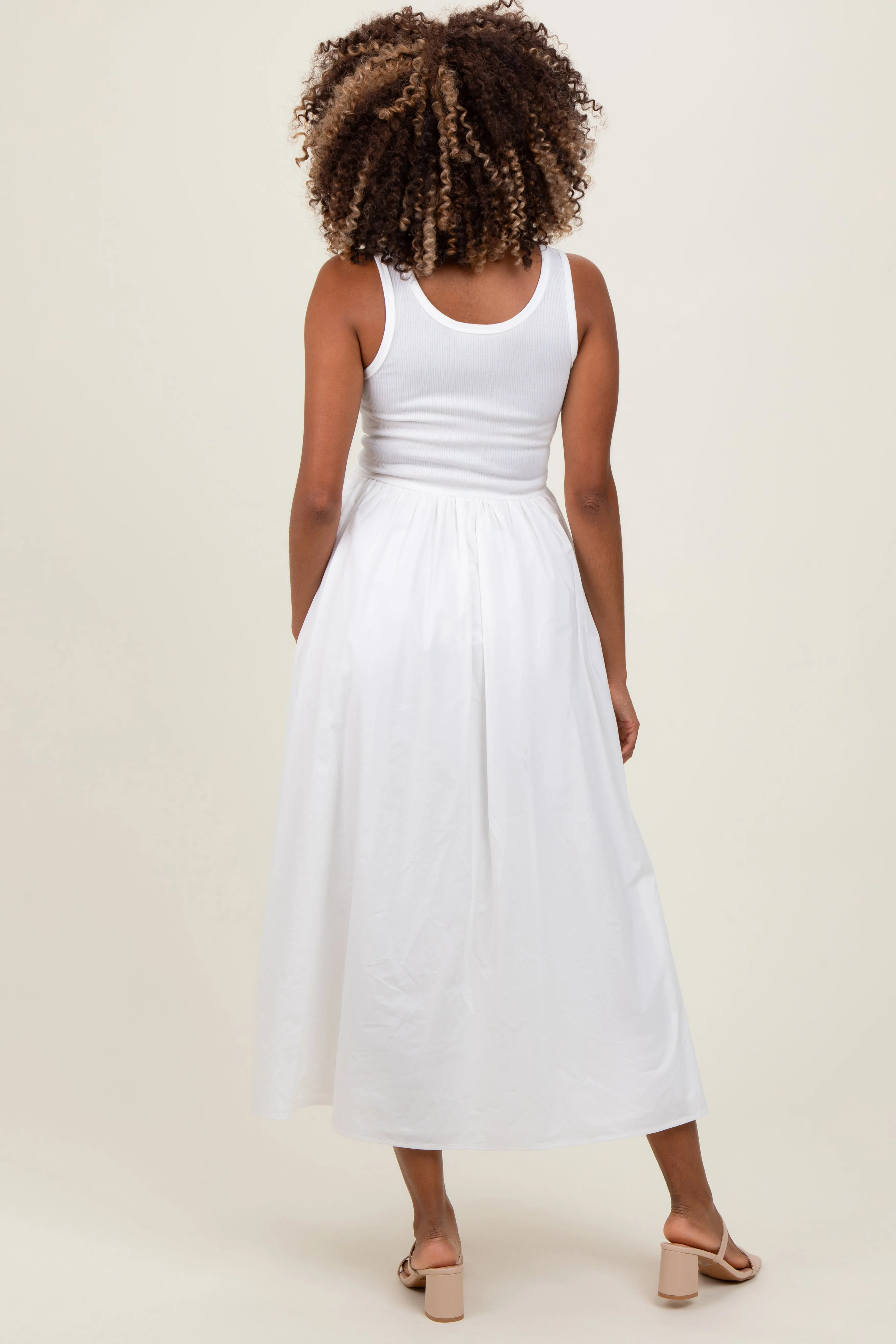 White Scoop Neck Contrast Skirt Maternity Maxi Dress sold by Pinkblush product image thumbnail 4