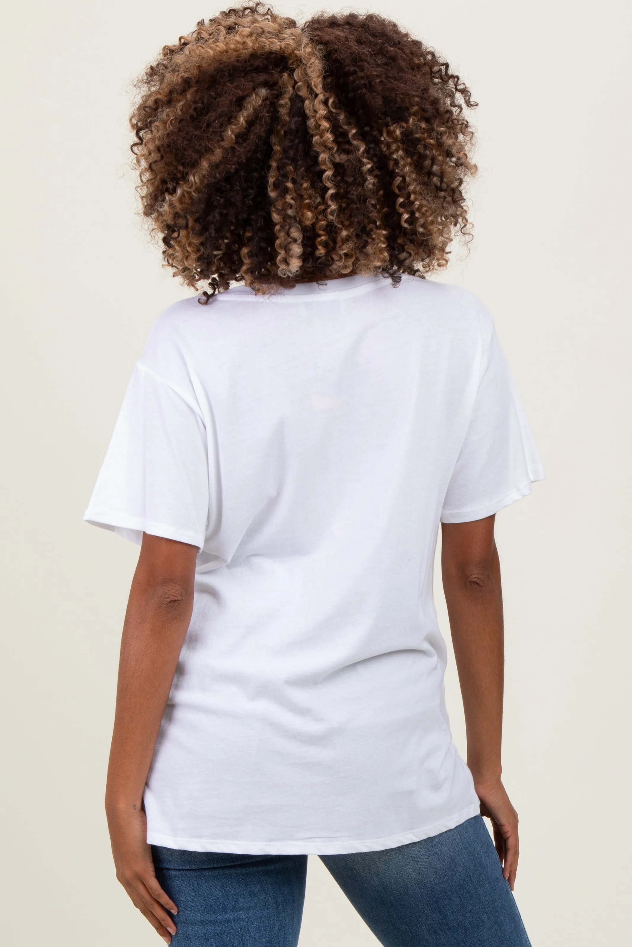 White Oversized V-Neck Short Sleeve Maternity Tee sold by Pinkblush product image thumbnail 3