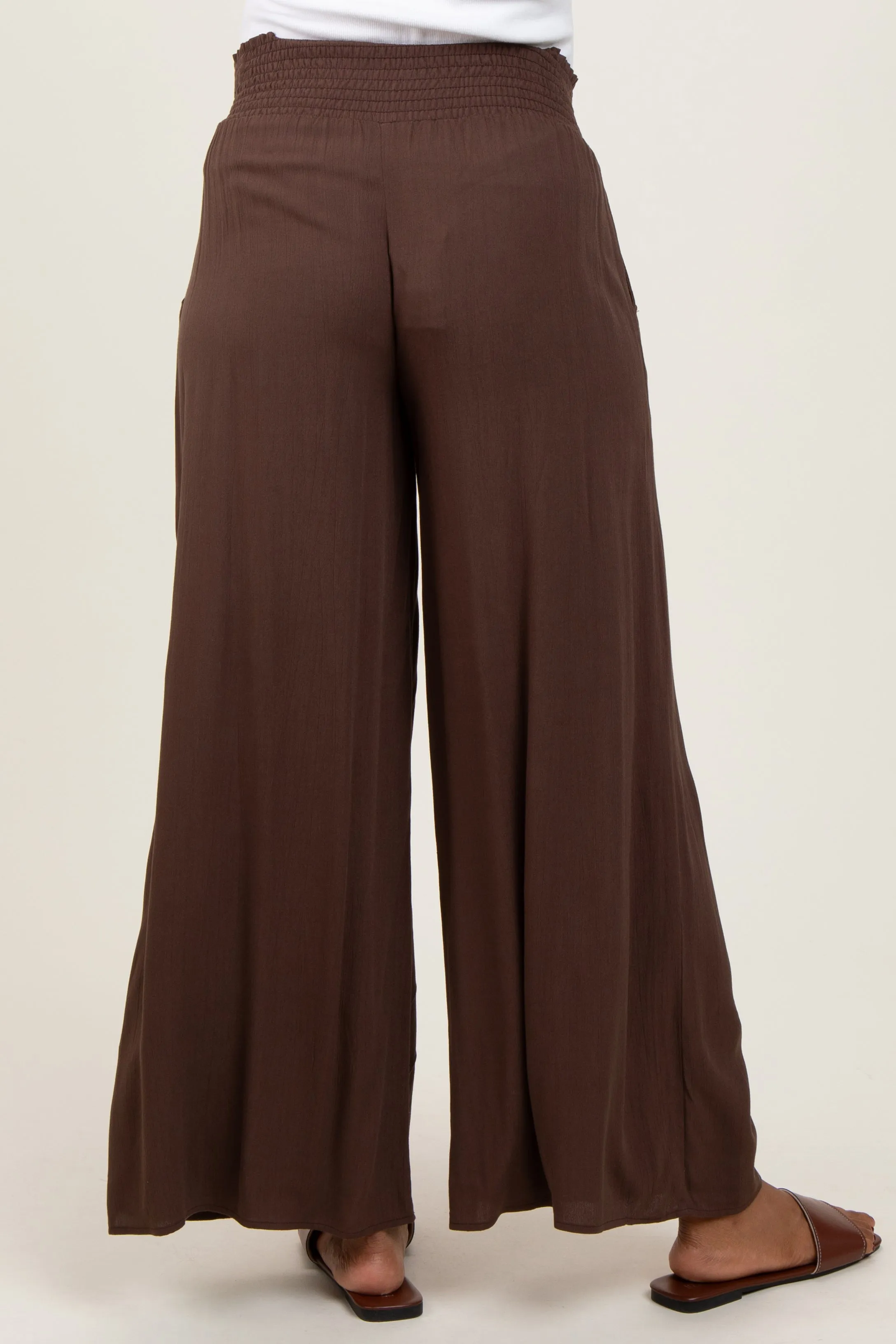 Brown Wide Smock Waist Maternity Pants sold by Pinkblush product image thumbnail 5