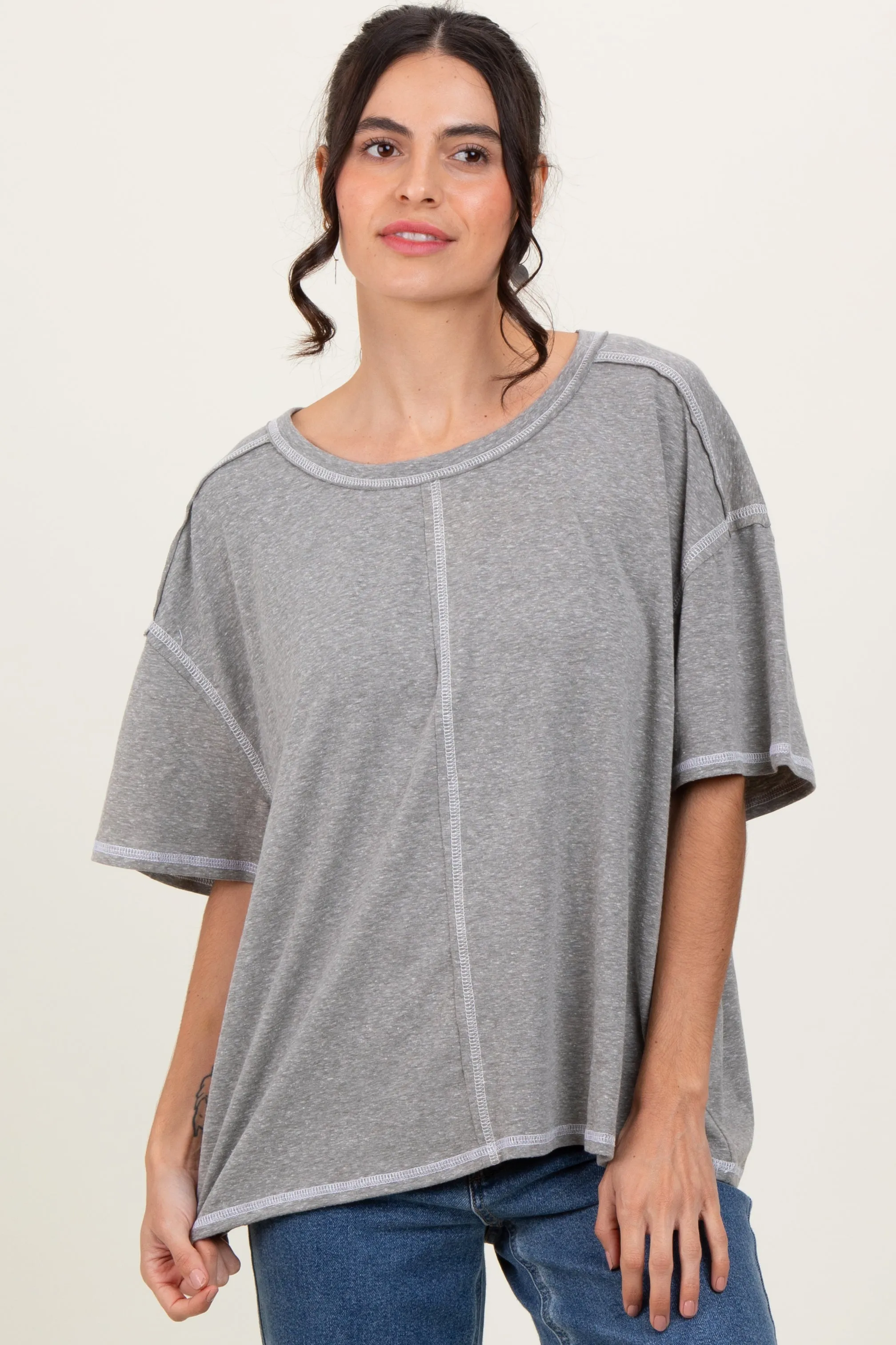 Light Olive Solid Tri-Blend Short Sleeve Maternity Tunic Top sold by Pinkblush product image thumbnail 3