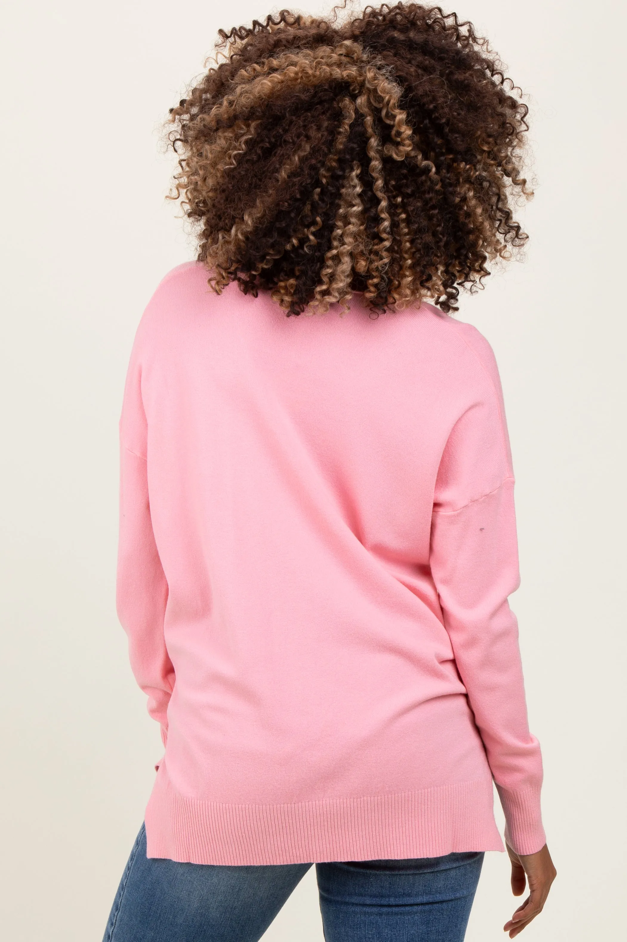 Peach Front Seam V-Neck Side Slit Maternity Sweater sold by Pinkblush product image thumbnail 3