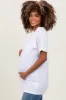 White Oversized V-Neck Short Sleeve Maternity Tee sold by Pinkblush