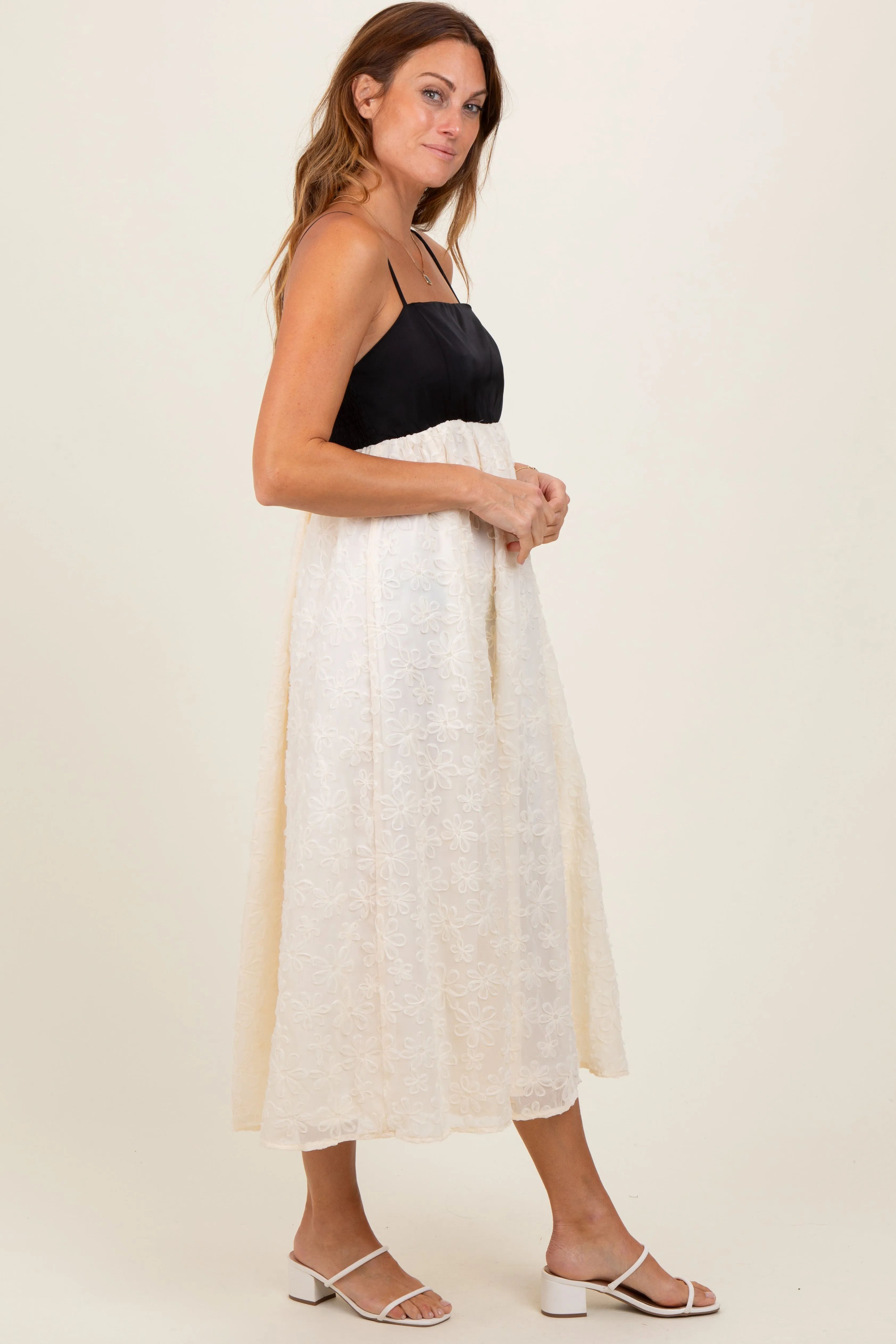 Cream Colorblock Lace Maxi Dress sold by Pinkblush product image thumbnail 2