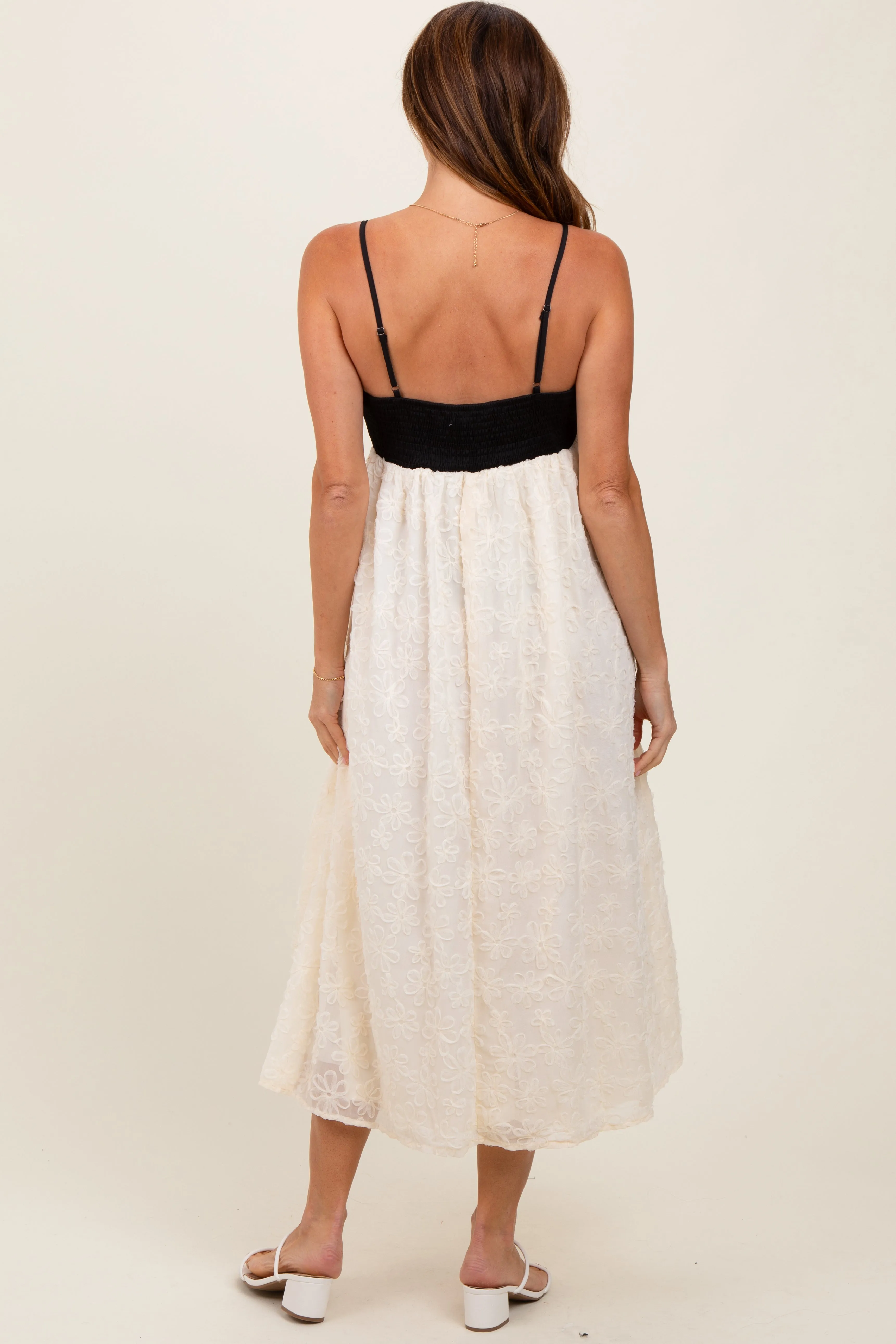 Cream Colorblock Lace Maxi Dress sold by Pinkblush product image thumbnail 3