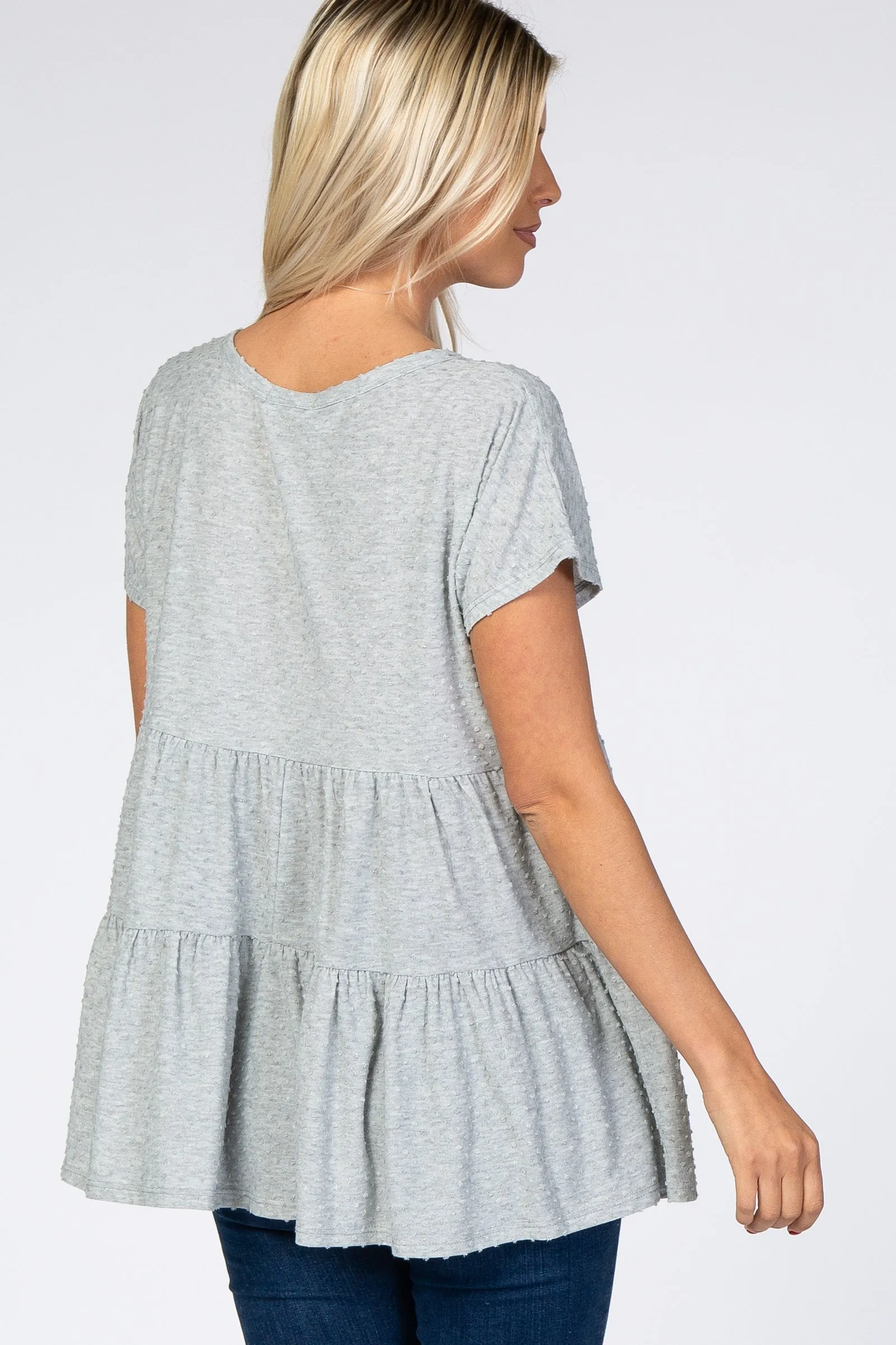 Heather Grey Swiss Dot Tiered Top sold by Pinkblush product image thumbnail 3