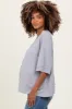 Light Grey Ribbed Boxy Fit Short Sleeve Maternity Top sold by Pinkblush