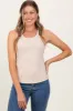 Taupe Round Neckline Crochet Trim Detail Ribbed Maternity Tank Top sold by Pinkblush