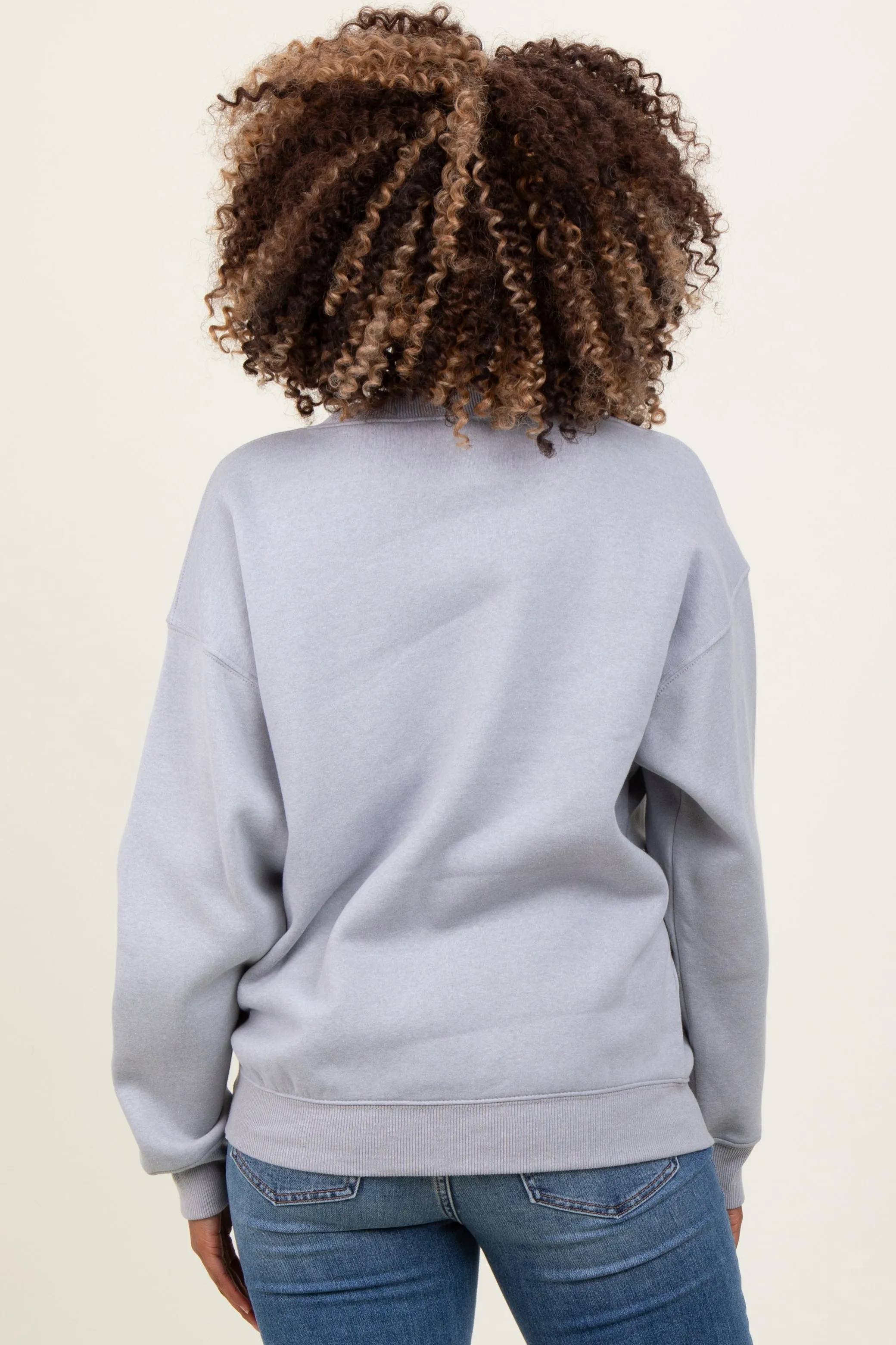 Heather Grey Basic Fleece Crewneck Maternity Sweatshirt sold by Pinkblush product image thumbnail 4