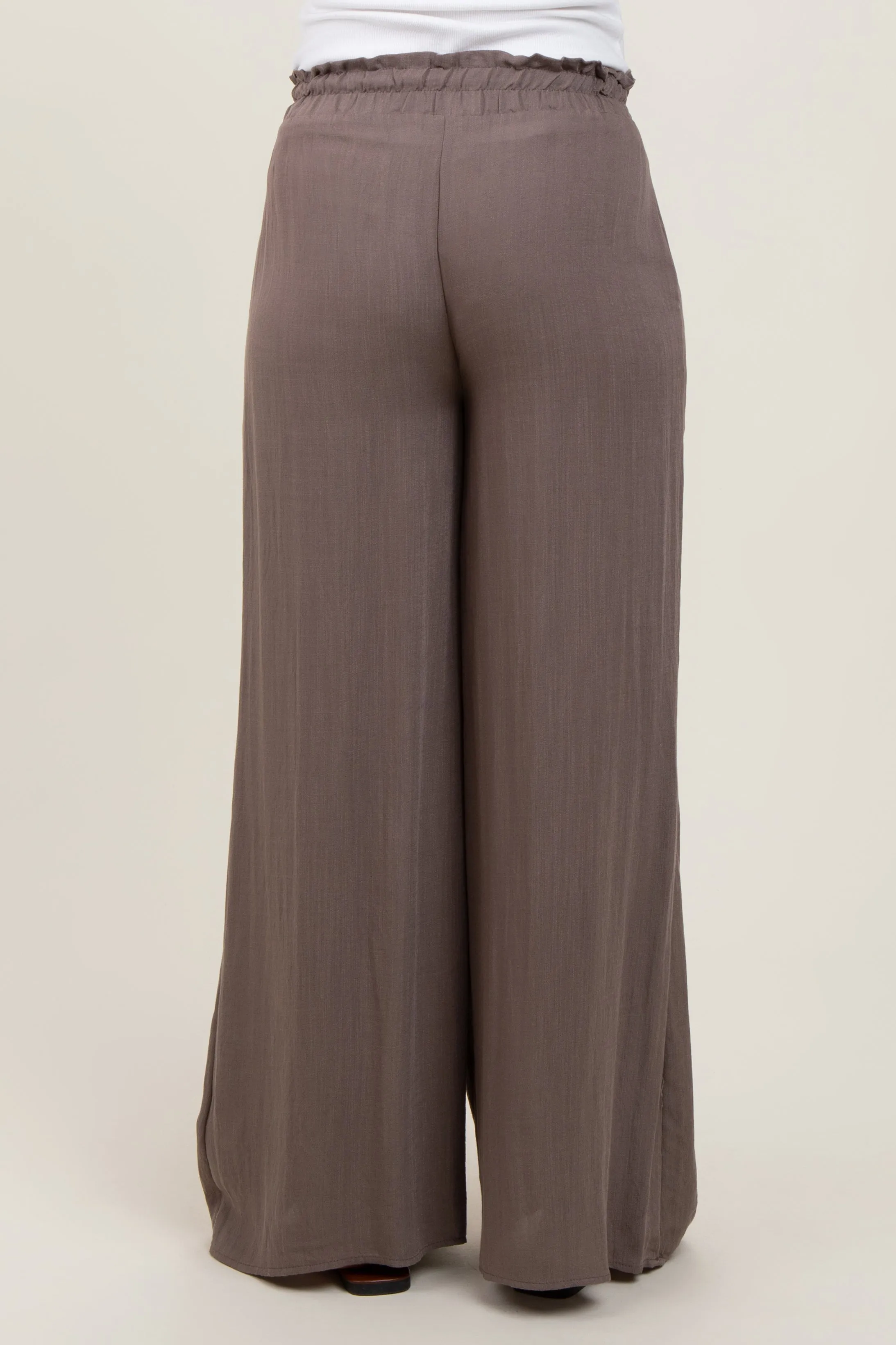 Mocha Ruffled Drawstring Waist Wide Leg Maternity Pants sold by Pinkblush product image thumbnail 5