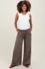 Mocha Ruffled Drawstring Waist Wide Leg Maternity Pants sold by Pinkblush