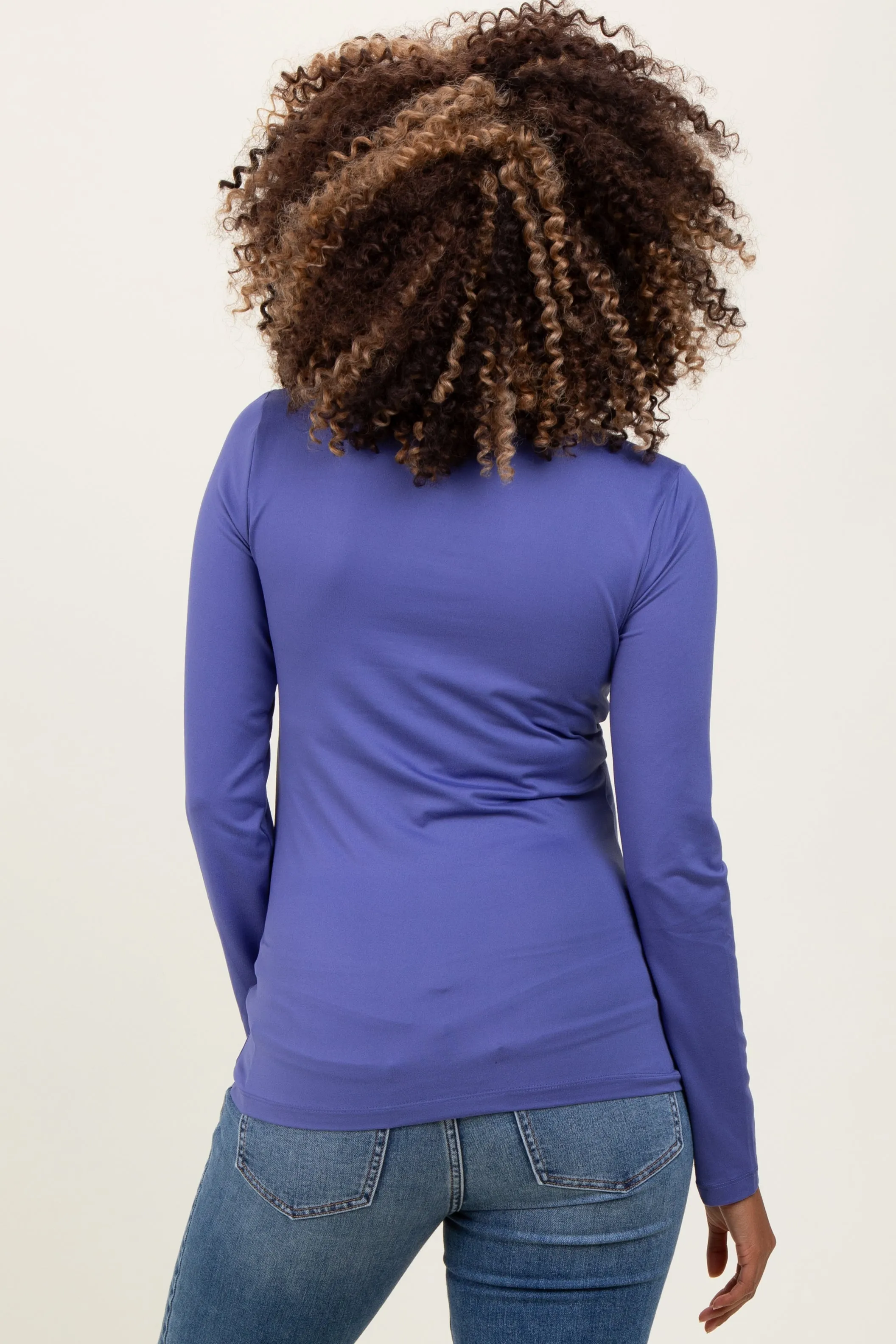 Periwinkle Brushed Knit V-Neck Long Sleeve Maternity Top sold by Pinkblush product image thumbnail 2