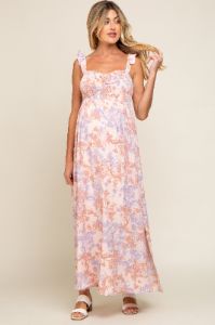 Light Pink Floral Sleeveless Maternity Maxi Dress sold by Pinkblush