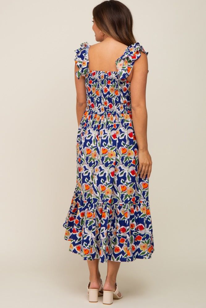 Royal Floral Sleeveless Ruffle Maternity Maxi Dress sold by Pinkblush product image thumbnail 3