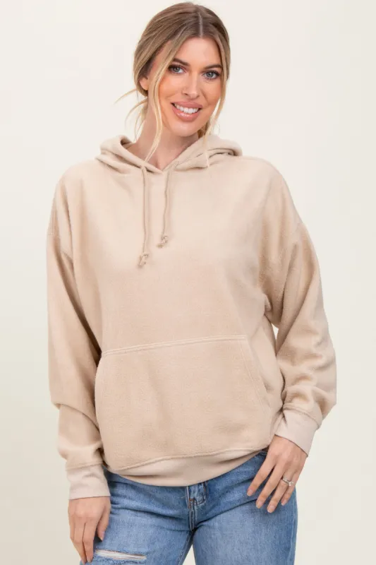 Cream Brushed Knit Oversized Hoodie sold by Pinkblush