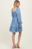 Light Blue Vintage Wash Chambray Smocked Midi Dress sold by Pinkblush