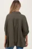 Olive Checker Print Short Sleeve Oversized Maternity Blouse sold by Pinkblush