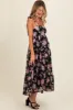 Black Floral Print Tie Strap Maternity Midi Dress sold by Pinkblush