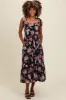 Black Floral Print Tie Strap Maternity Midi Dress sold by Pinkblush
