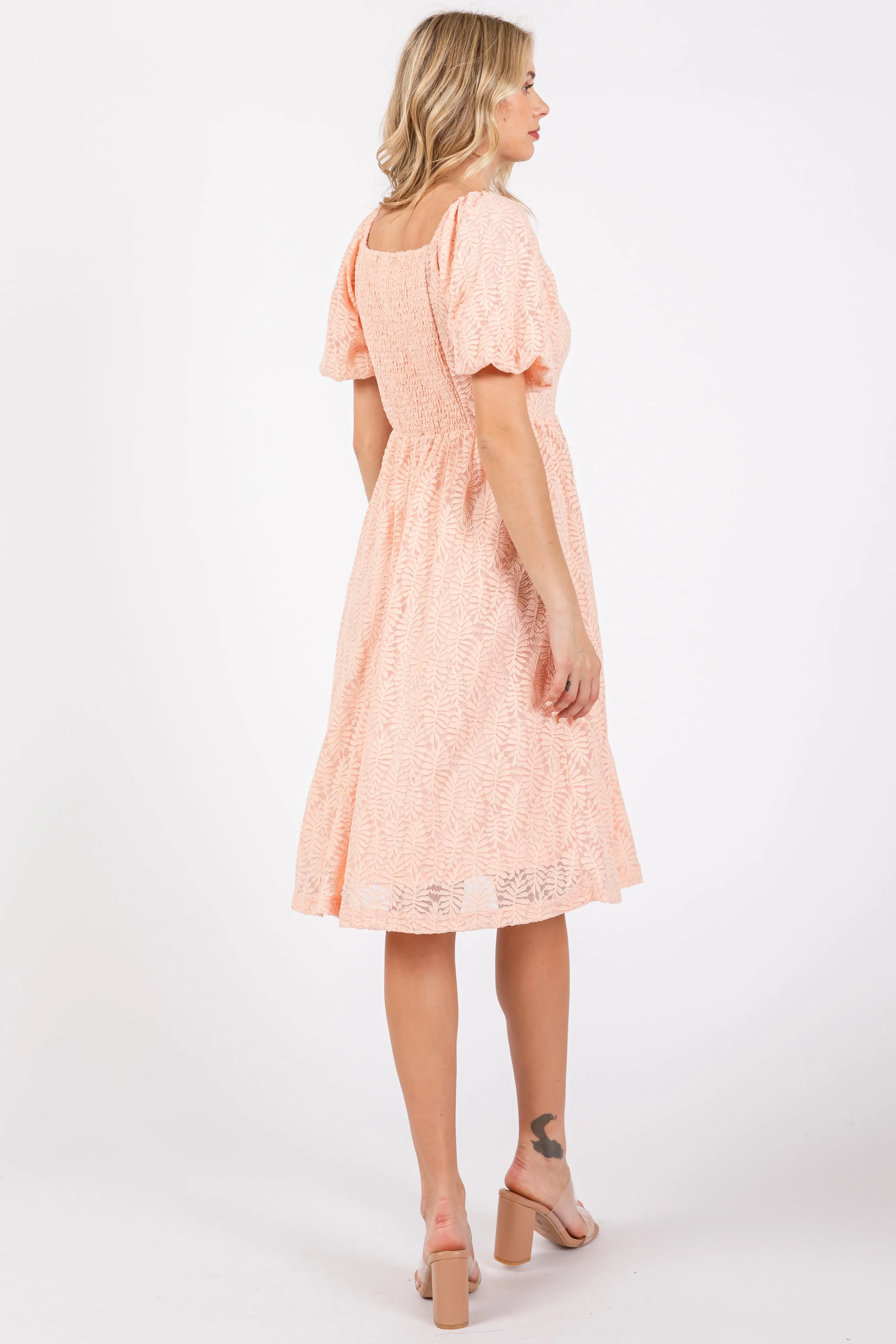 Peach Lace Square Neck Dress sold by Pinkblush product image thumbnail 3