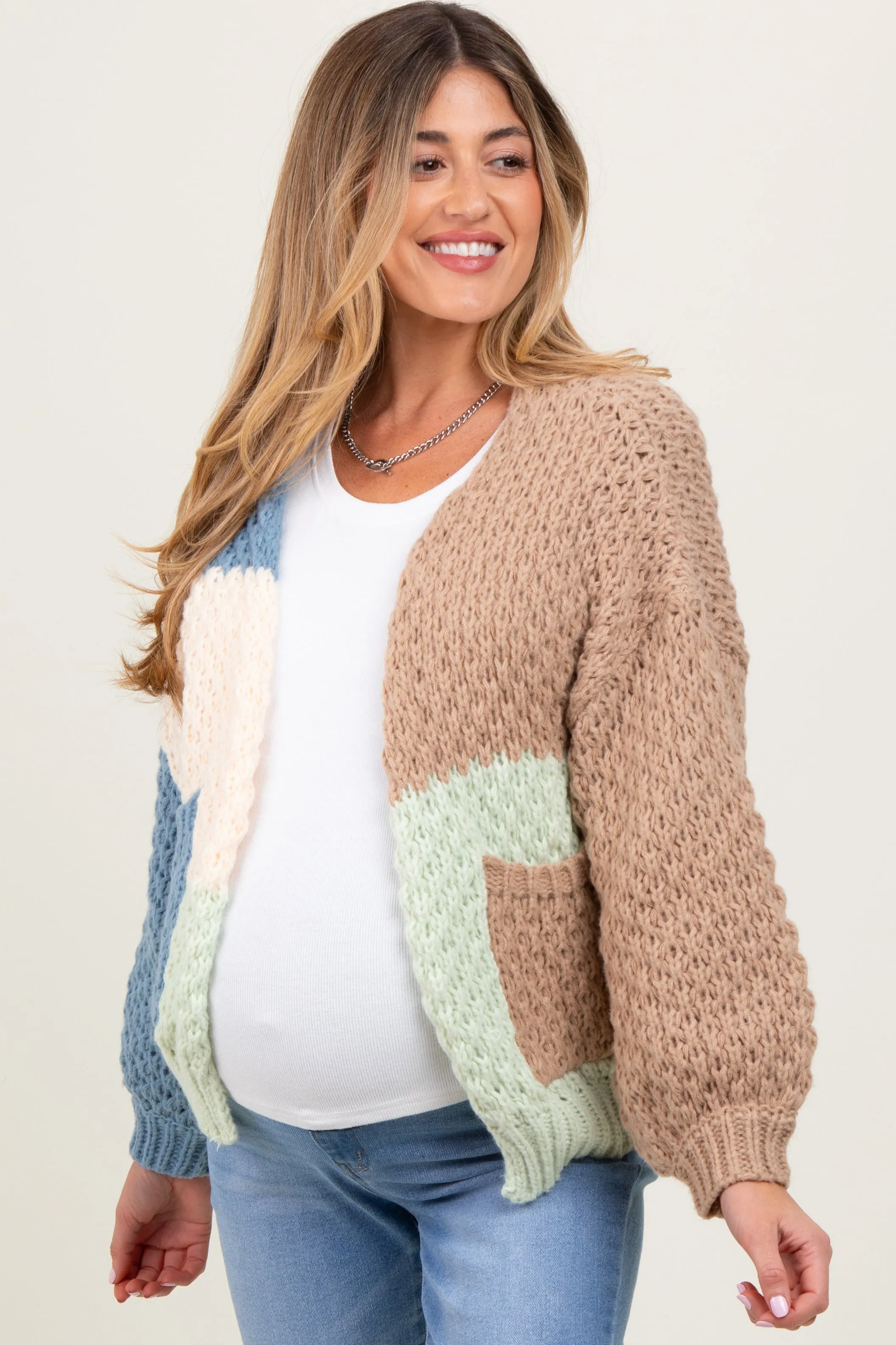 Multicolor Chunky Crochet Knit Maternity Cardigan sold by Pinkblush product image thumbnail 2