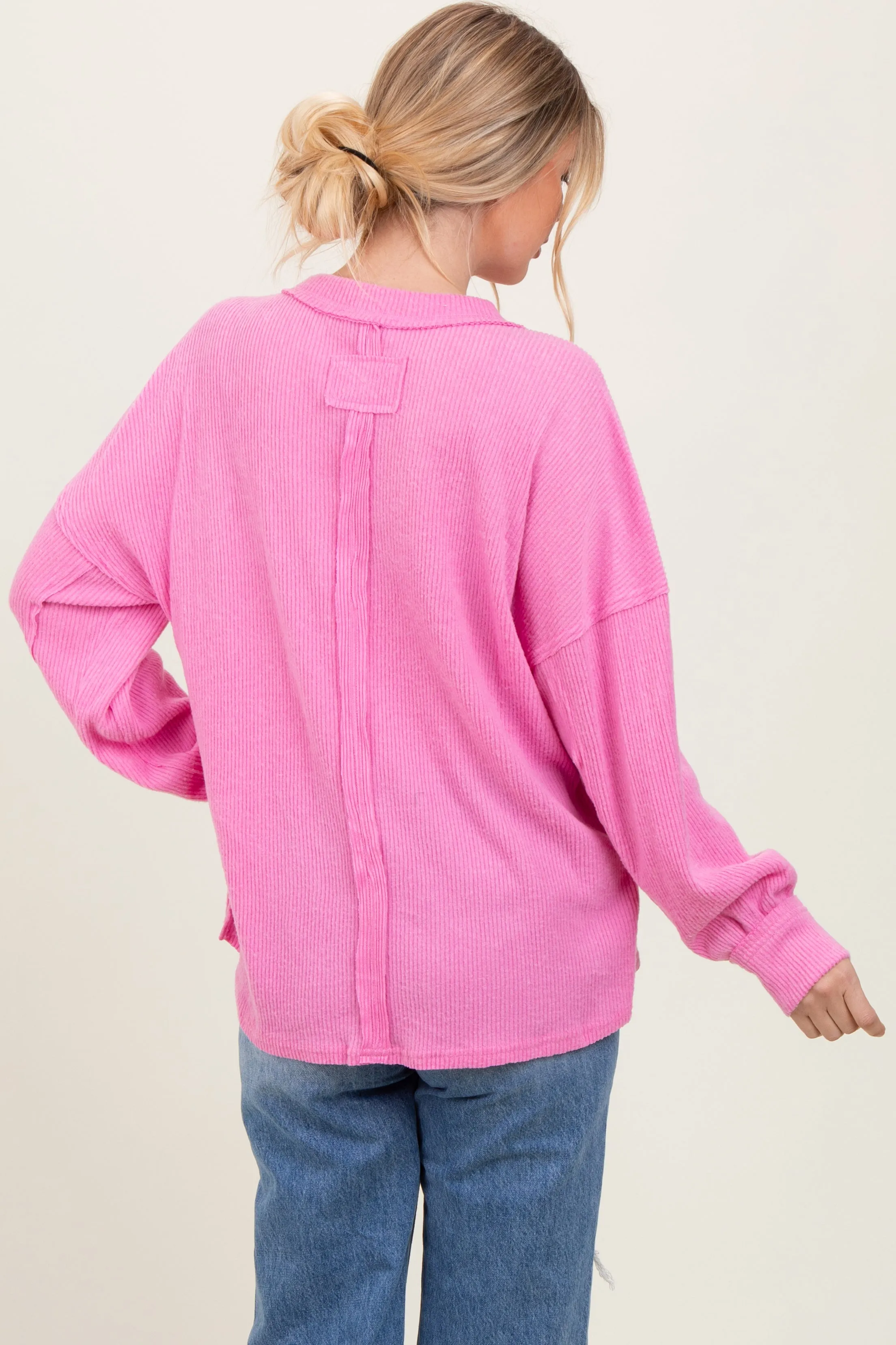 Pink Brushed Ribbed Knit Pullover sold by Pinkblush product image thumbnail 4