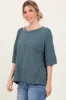 Teal Ribbed Boxy Fit Short Sleeve Top sold by Pinkblush