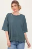 Teal Ribbed Boxy Fit Short Sleeve Top sold by Pinkblush