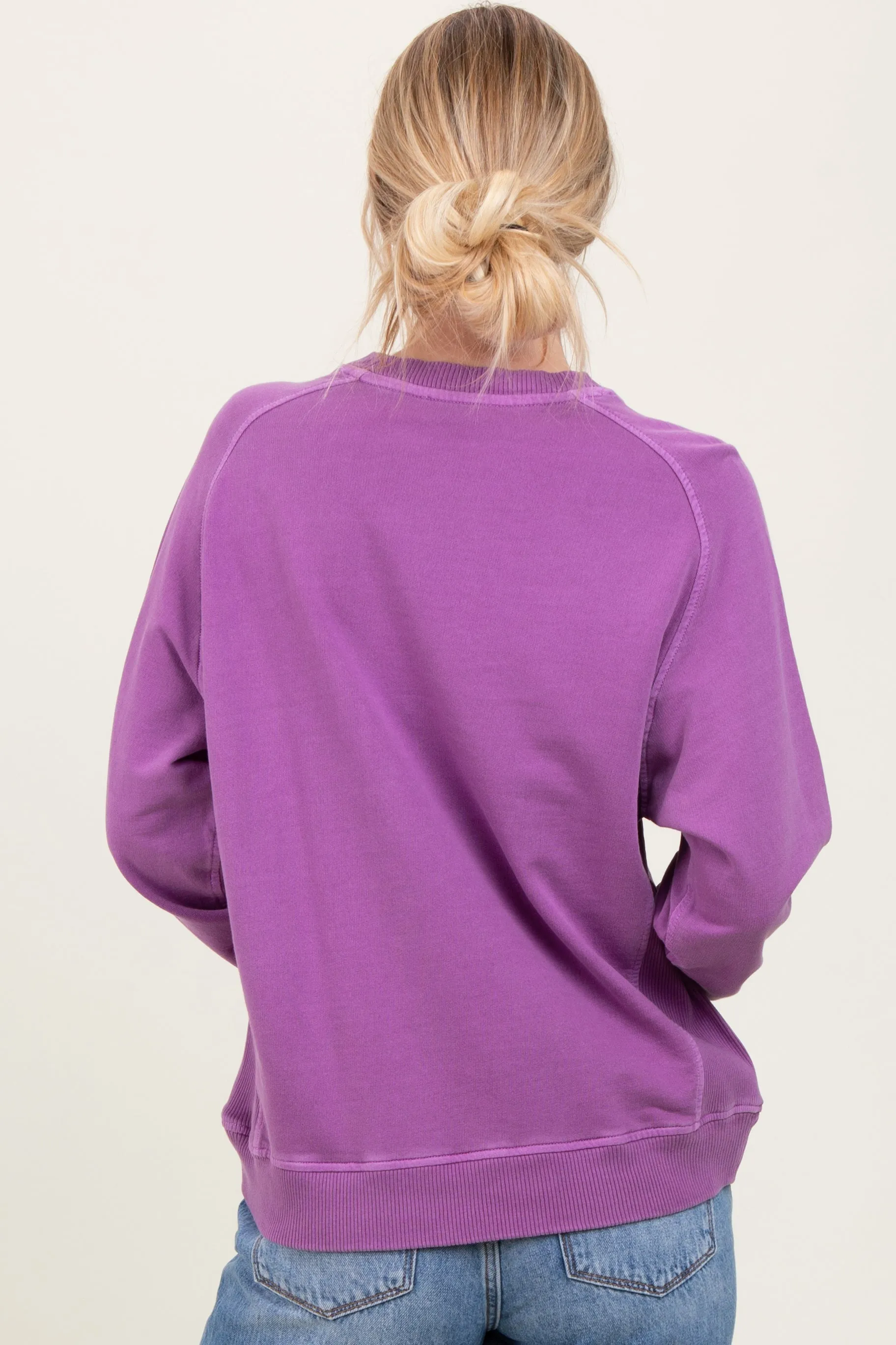 Plum French Terry Vintage Wash Pullover sold by Pinkblush product image thumbnail 4