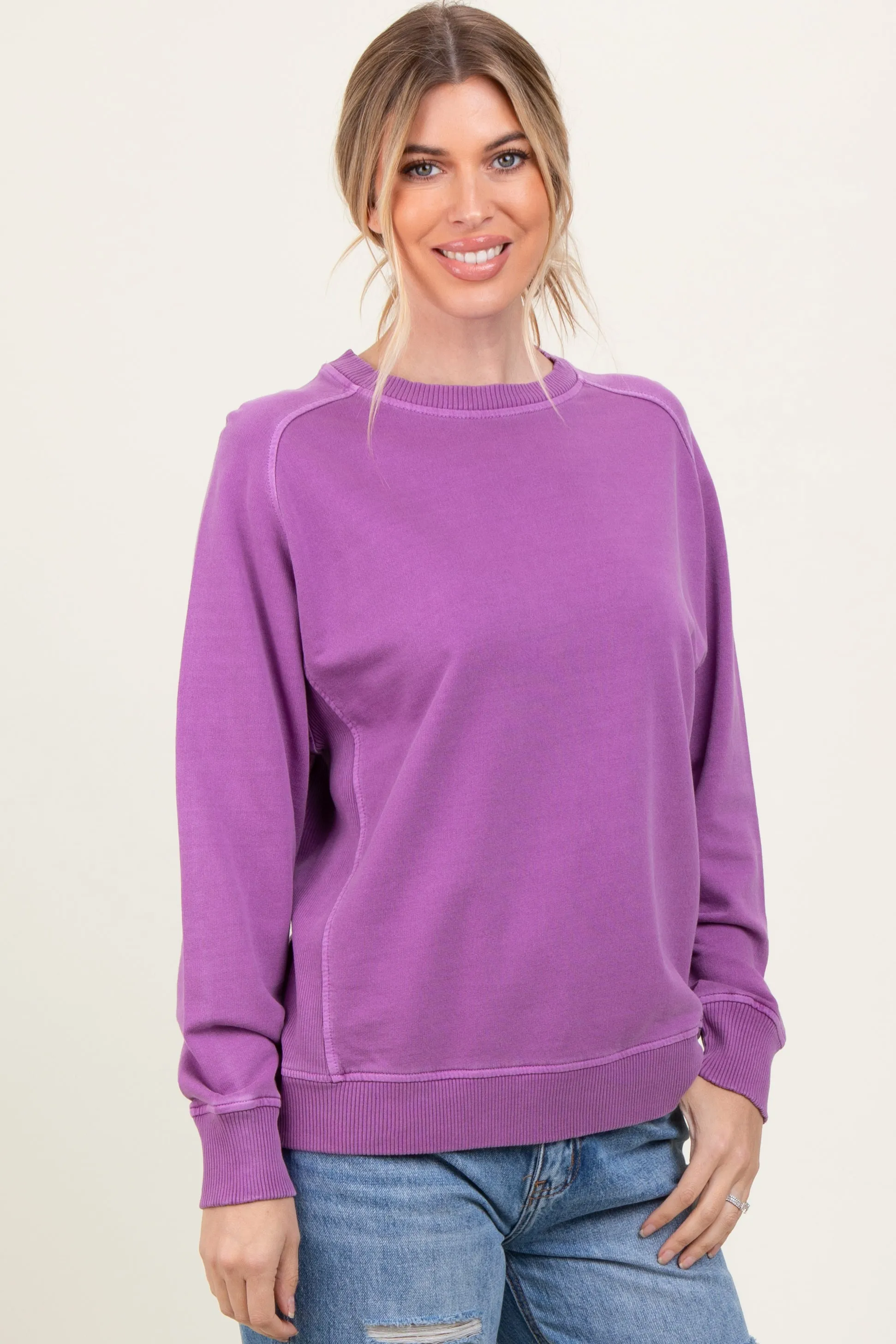 Plum French Terry Vintage Wash Pullover sold by Pinkblush product image thumbnail 3