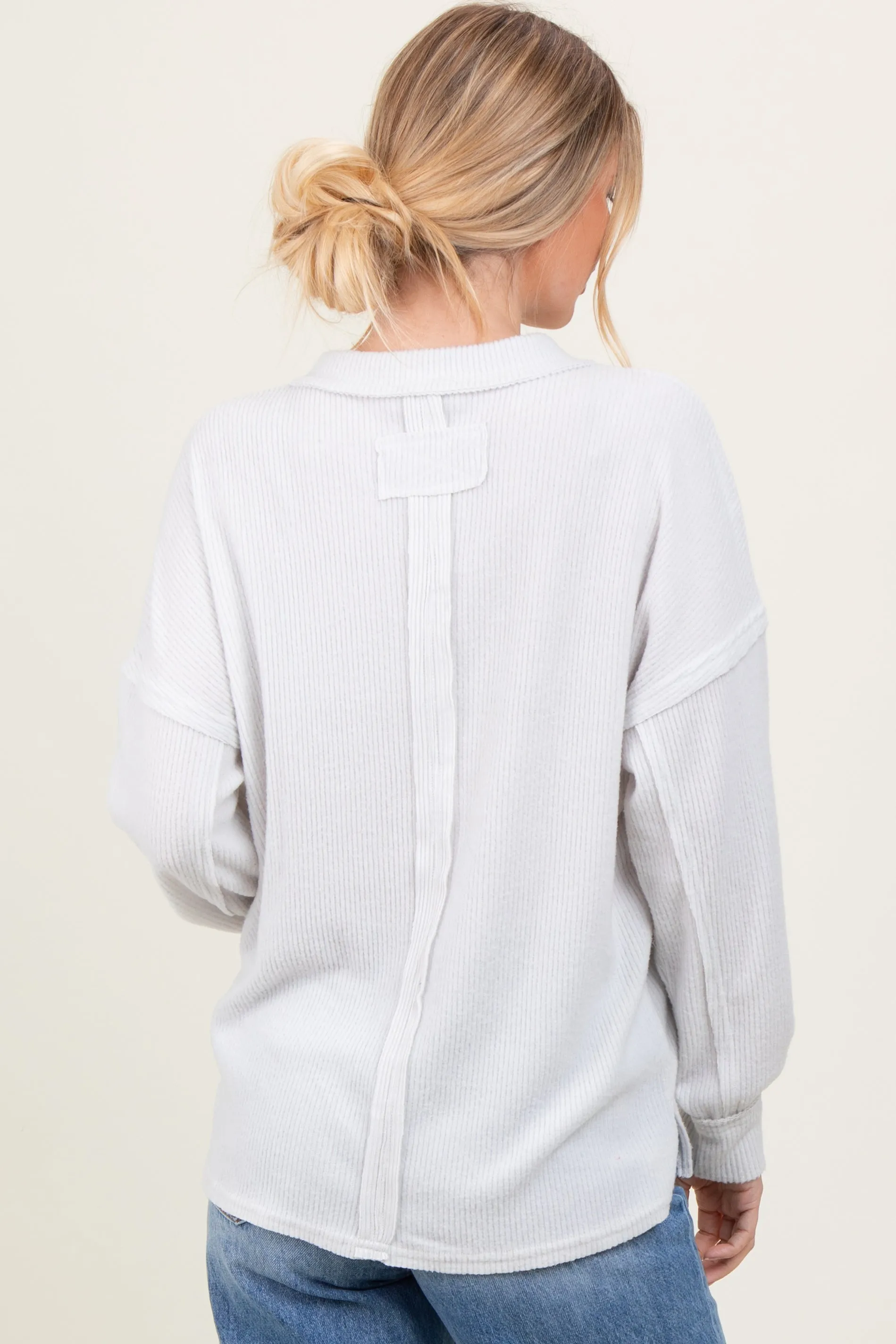 Ivory Brushed Ribbed Knit Pullover sold by Pinkblush product image thumbnail 4