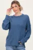 Blue Brushed Ribbed Knit Pullover sold by Pinkblush