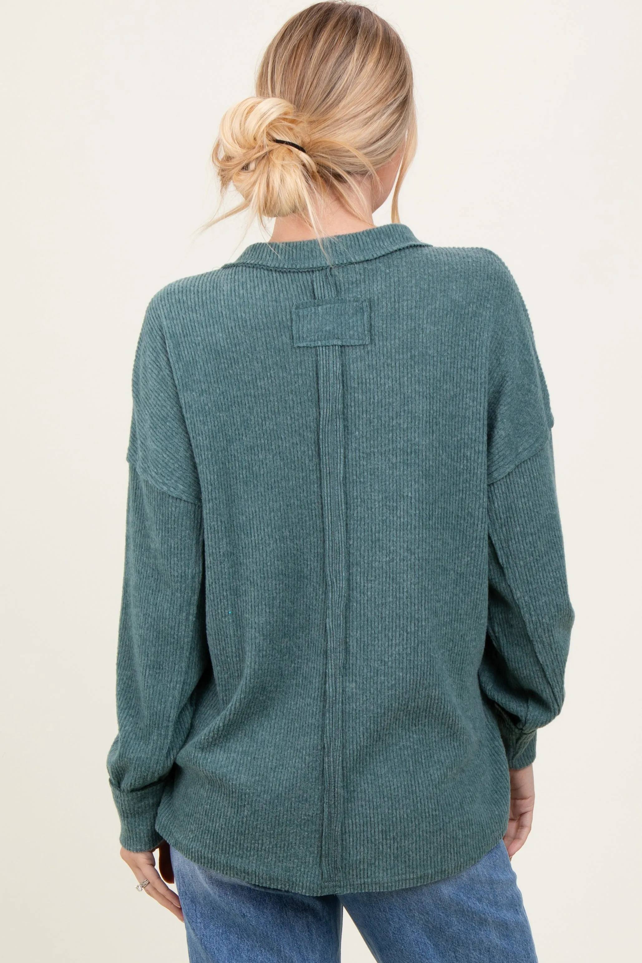 Light Olive Brushed Ribbed Knit Pullover sold by Pinkblush product image thumbnail 4