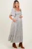 Cream Flowy Ditsy Floral Smocked Maternity Midi Dress sold by Pinkblush