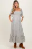 Cream Flowy Ditsy Floral Smocked Maternity Midi Dress sold by Pinkblush