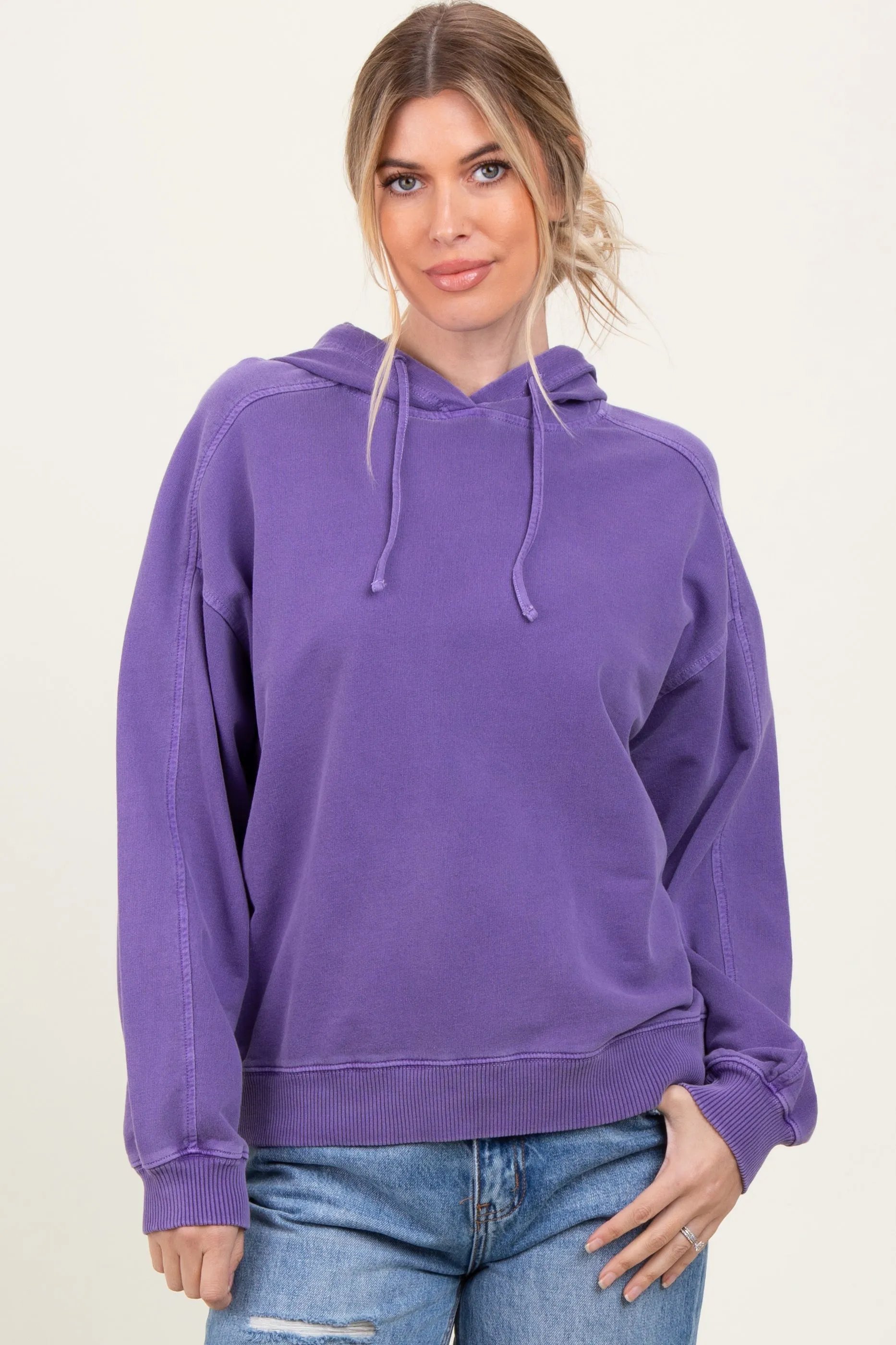 Purple French Terry Hooded Sweatshirt sold by Pinkblush product image thumbnail 2