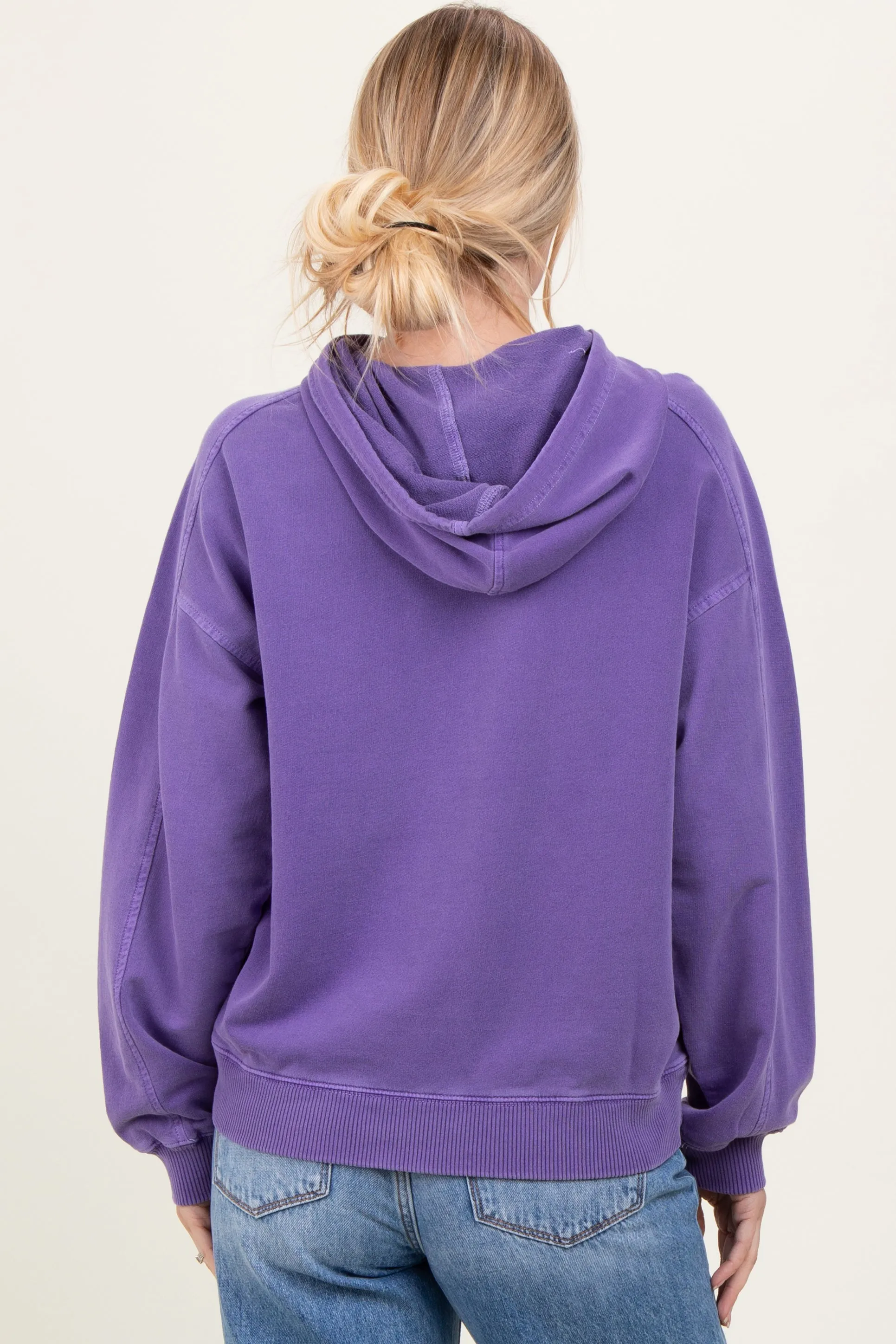 Purple French Terry Hooded Sweatshirt sold by Pinkblush product image thumbnail 4