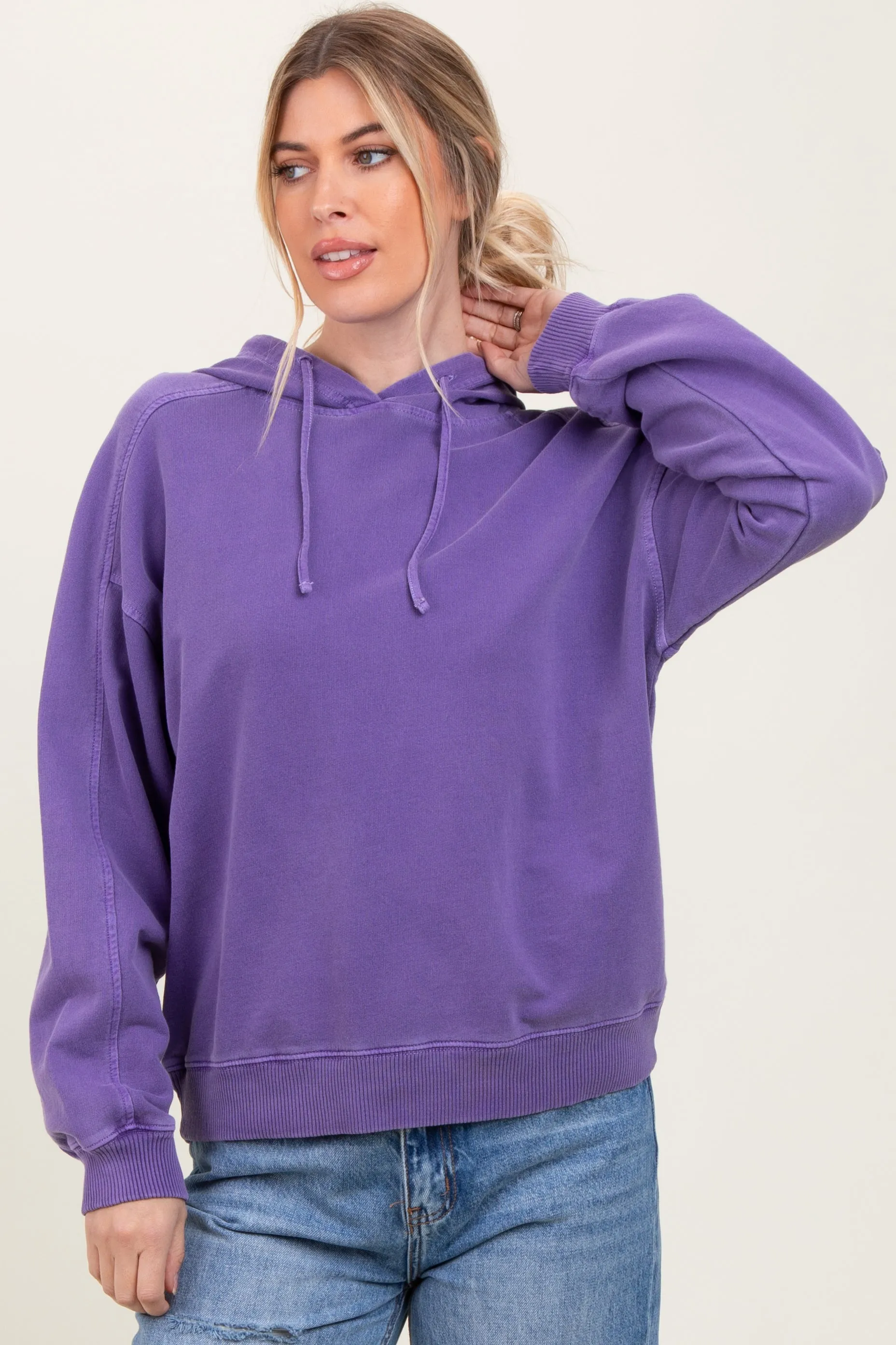 Purple French Terry Hooded Sweatshirt sold by Pinkblush
