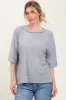 Light Grey Ribbed Boxy Fit Short Sleeve Top sold by Pinkblush