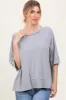 Light Grey Ribbed Boxy Fit Short Sleeve Top sold by Pinkblush