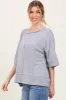 Light Grey Ribbed Boxy Fit Short Sleeve Top sold by Pinkblush
