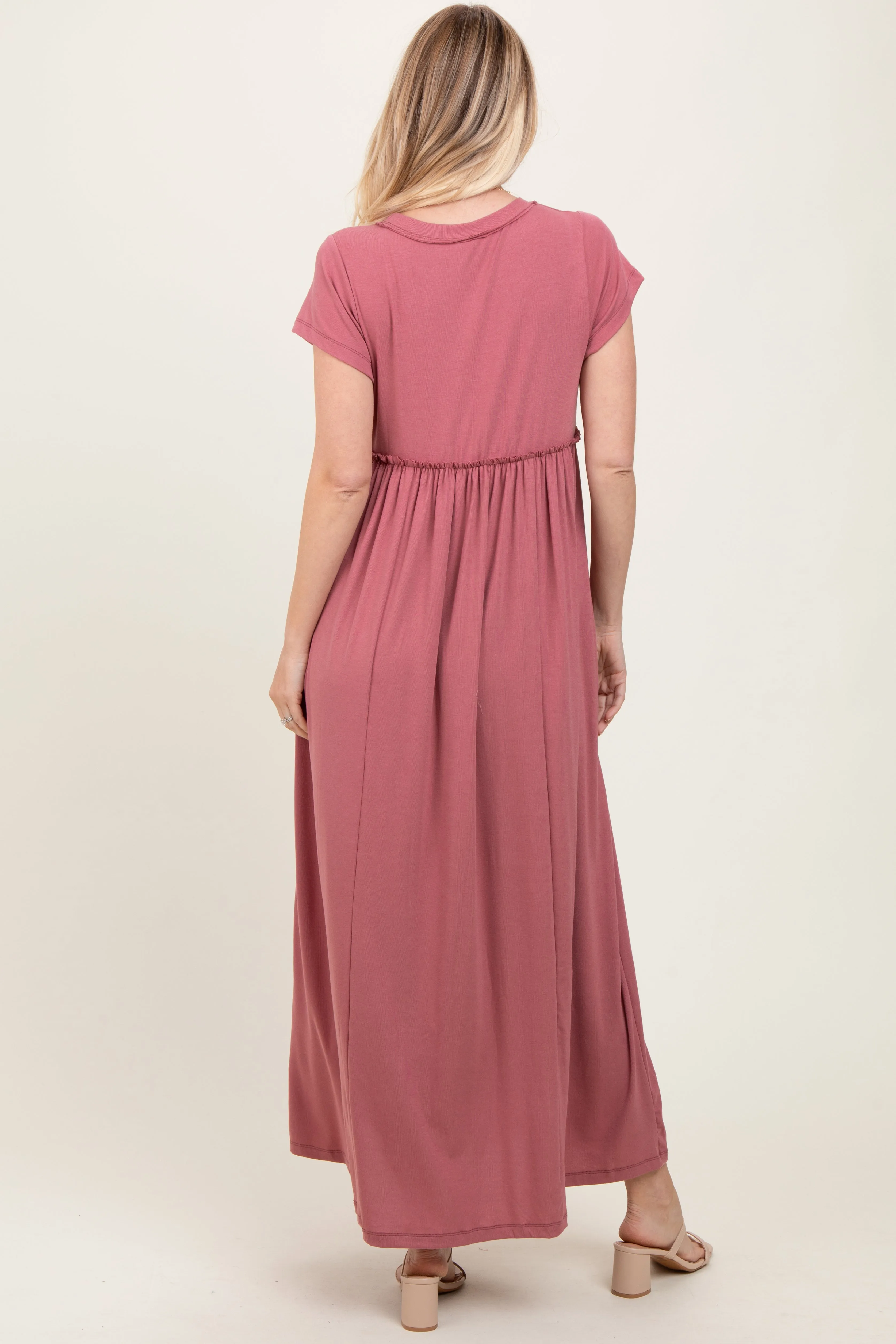 Mauve Short Sleeve Pocketed Maxi Dress sold by Pinkblush product image thumbnail 4