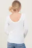 Ivory Ribbed Scoop Neck Long Sleeve Top sold by Pinkblush
