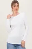Ivory Ribbed Scoop Neck Long Sleeve Top sold by Pinkblush