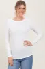 Ivory Ribbed Scoop Neck Long Sleeve Top sold by Pinkblush