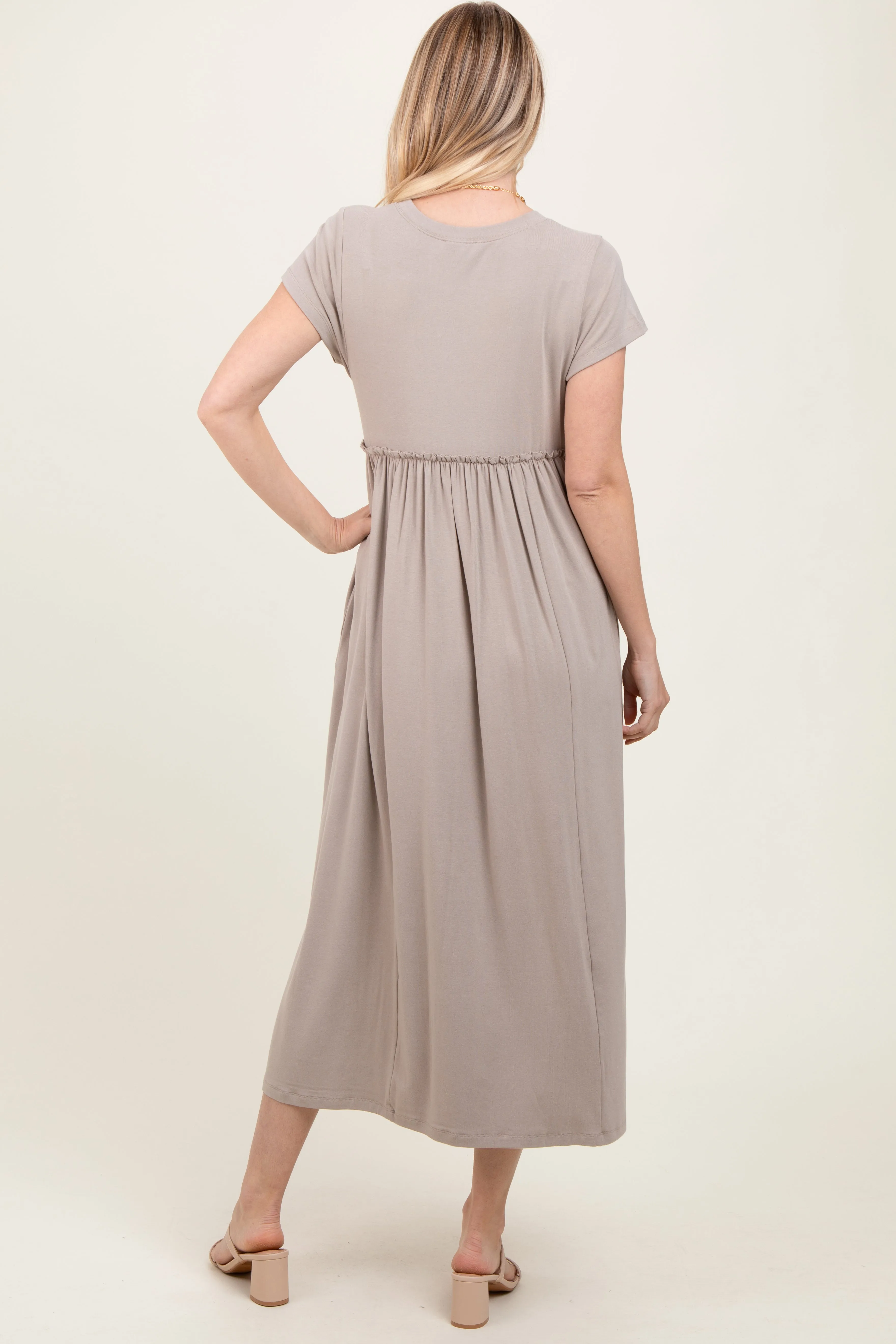 Taupe Ruffle Trim Maxi Dress sold by Pinkblush product image thumbnail 3